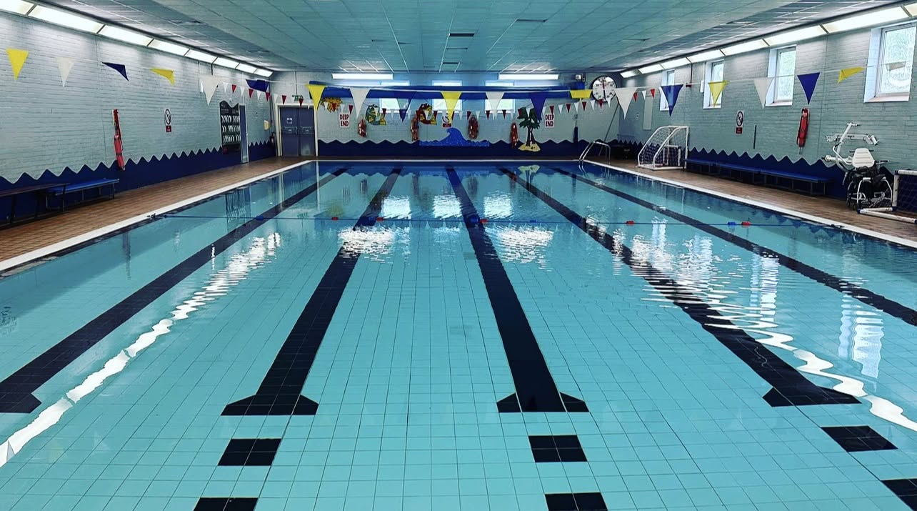 A view along the lanes of the pool at Chippindale Pool from the shallow end